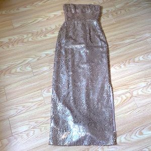 Bcbg rose gold sequin dress in size 0.